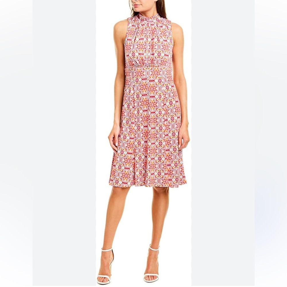 NWT Donna Morgan Lolita Halter Tie Sleeveless Pink Print Jersey Dress Size 4